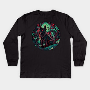 Evil Goth Dog Kids Long Sleeve T-Shirt